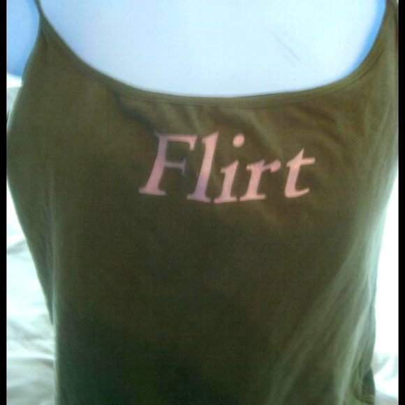Womens VICTORIA'S SECRET FLIRT Olive Green Pink w/ Bra Tank Camisole TOP - Picture 1 of 3